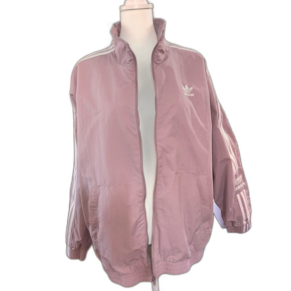 Adidas Originals Women’s 3-Stripe Track Jacket Mauve Pink Y2K 2000s Streetwear L - Picture 2 of 9